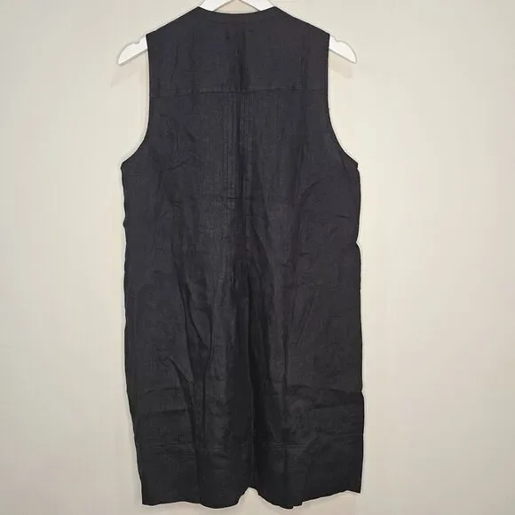 Quince 100% European Linen Swing Dress Black Large NWT Minimalist Quiet Luxury - Picture 7 of 9